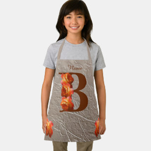 Tablier Monogramme initiale B personnalisé Rose Orange