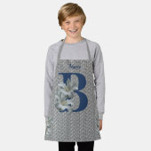 Tablier Monogramme initiale B personnalisée de fleur d'Hib (Porté)