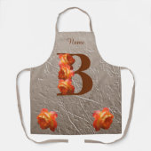 Tablier Monogramme initiale B Rose orange Nom personnalisé (Recto)