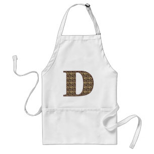 Tablier Monogramme Initiale D Élégante Florale Vintage