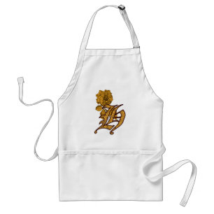 Tablier Monogramme Initiale H Élégante Fleur de Pivoine en