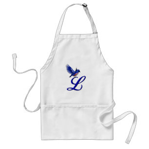 Tablier Monogramme initiale L Bluebird