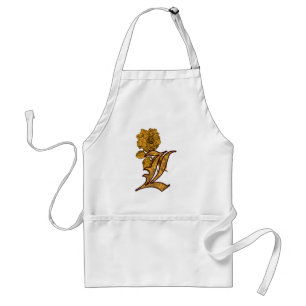 Tablier Monogramme Initiale L Élégante Fleur de Pivoine en