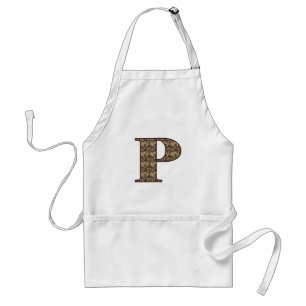 Tablier Monogramme Initiale P Élégant Floral Vintage