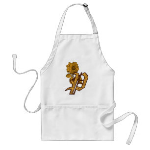Tablier Monogramme Initiale P Élégante Fleur de Pivoine en