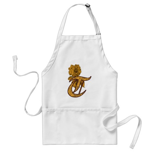 Tablier Monogramme Initiale T Élégante Fleur de Pivoine en (Devant)