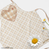 Tablier Monogramme Joli coeur rustique et tartan Brown