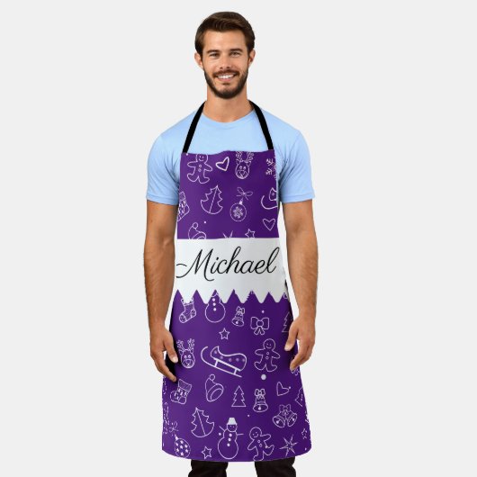 Tablier Monogramme Joyeux Noël et Bonne Année! 20XX (Porté)