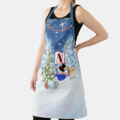 Tablier Monogramme Joyeux Noël Snowman Star Nuit de neige (Insitu)