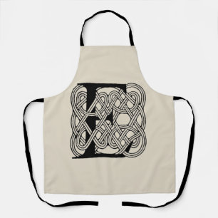 Tablier Monogramme lettre E Impression vintage nœud celtiq