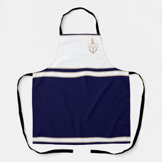 Tablier Monogramme marin Ancre bleue (Recto)