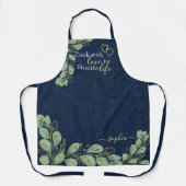 Tablier Monogramme Marine Blue Eucalyptus Vert Cuisine (Recto)