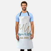 Tablier Monogramme marron bleu turquoise année simple mini (Porté)