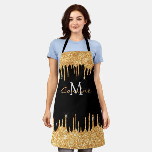 Tablier Monogramme Miel Parties scintillant Or Drift Noir