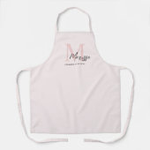 Tablier Monogramme minimal initial et nom Pastel rose (Recto)