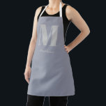 Tablier Monogramme minimal moderne Nom gris initial<br><div class="desc">Monogramme minimal moderne Initiale violet gris Nom Apron,  le cadeau parfait pour quiconque aime cuisiner ou artisaner!</div>