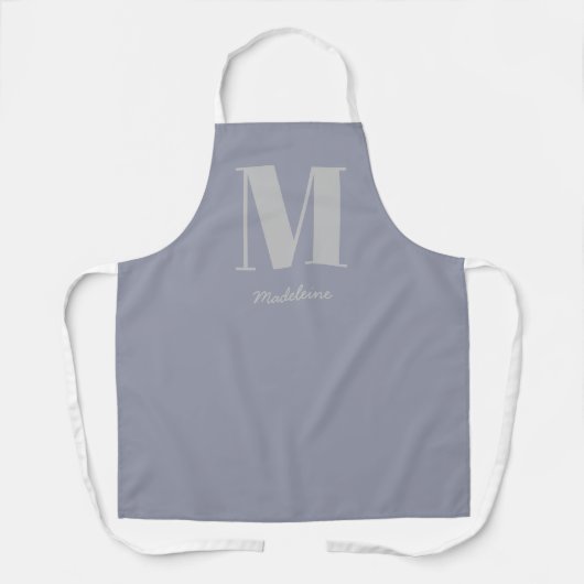 Tablier Monogramme minimal moderne Nom gris initial (Recto)