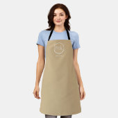 Tablier Monogramme minimal Neutre initial Beige et blanc (Porté)