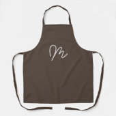 Tablier Monogramme Minimaliste Chocolat Brun Foncé (Recto)