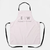 Tablier Monogramme minimaliste Élégant rose Vierge Nom (Recto)