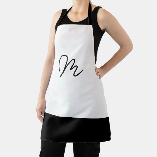 Tablier Monogramme minimaliste noir et blanc (Insitu)