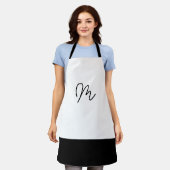 Tablier Monogramme minimaliste noir et blanc (Porté)