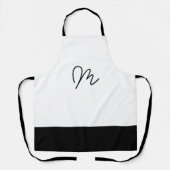 Tablier Monogramme minimaliste noir et blanc (Recto)