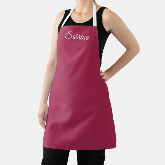 Tablier Monogramme minimaliste rose cerise rose (Insitu)