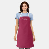 Tablier Monogramme minimaliste rose cerise rose (Porté)
