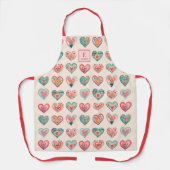 Tablier Monogramme Moderne Aquarelle Cuisine cardiaque (Recto)