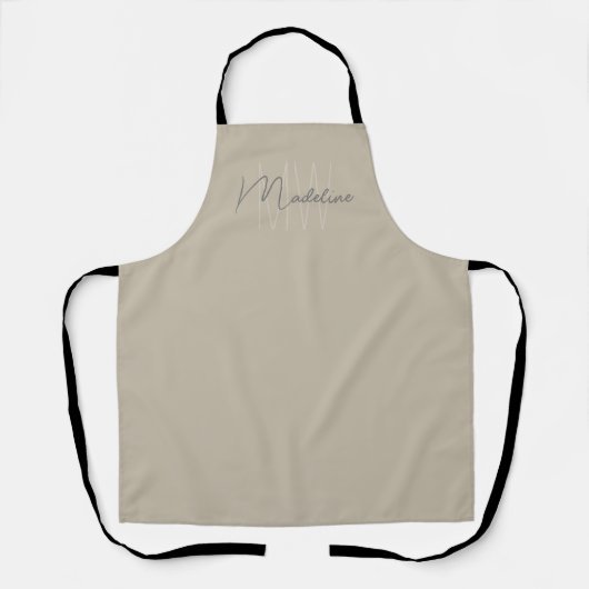 Tablier Monogramme Moderne Beige Minimaliste (Recto)