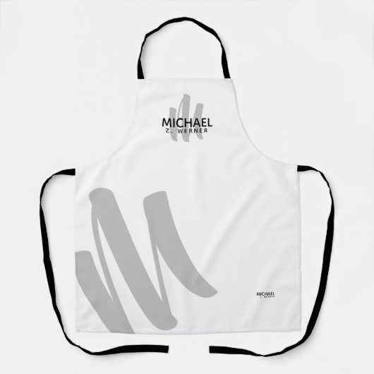 Tablier monogramme moderne blanc (Recto)