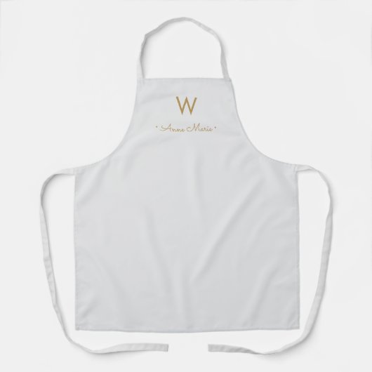 Tablier Monogramme Moderne Gris Clair Or Script (Recto)