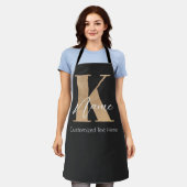 Tablier Monogramme moderne Initiale K & Nom Personnalisé (Porté)