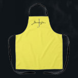 Tablier Monogramme moderne Jaune Noir Personnalisé<br><div class="desc">Montrez votre style avec ce Jaune Moderne Monogramme de Script Noir Personnalisé tablier. Il est conçu avec un arrière - plan tout-sur-impression jaune cool et l'initiale est en gris et le nom est en écriture manuscrite noire. Fabrique une idée de cadeau pour les femmes qui aiment faire cuire et cuire....</div>
