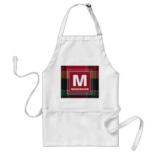 Tablier Monogramme moderne Madras Plaid Motif Personnalise