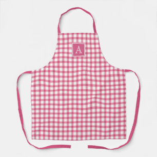 Tablier Monogramme moderne minimal de Pink En vichy Plaid 