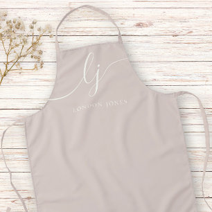 Tablier Monogramme Moderne Minimaliste Rose Pâle Neutre