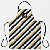 Tablier Monogramme moderne noir blanc et doré (Recto)