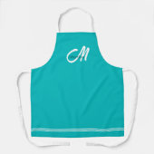 Tablier Monogramme moderne Nom Turquoise (Recto)