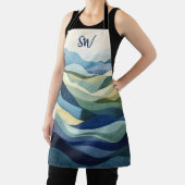 Tablier Monogramme Moderne Paysage Découpé Bleu (Insitu)