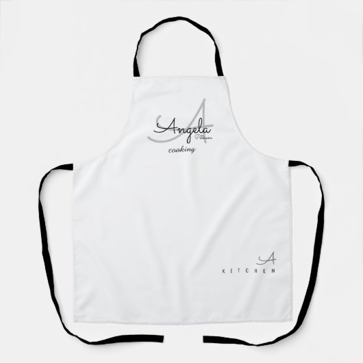 Tablier monogramme moderne pour le chef blanc (Recto)