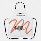 Tablier Monogramme moderne rose personnalisé (Recto)