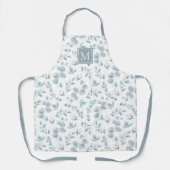 Tablier Monogramme Motif d'Eucalyptus à l'aquarelle subtil (Recto)
