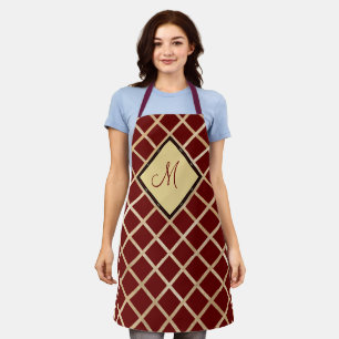 Tablier Monogramme Motif géométrique Diamant Or Rouge
