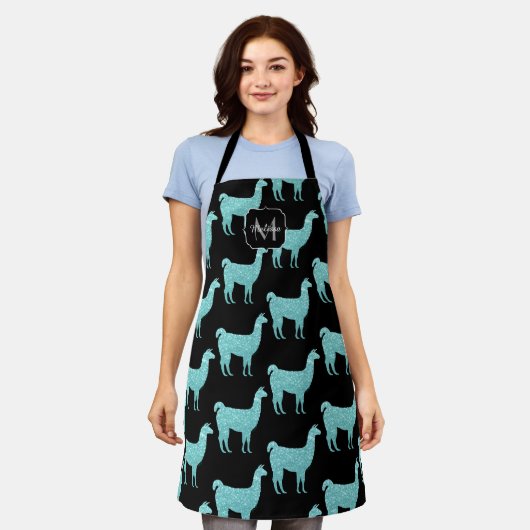Tablier Monogramme motif Llama Light Turquoise Sparkings (Porté)