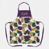 Tablier Monogramme Motif vert violet or brosses (Recto)