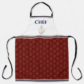 Tablier Monogramme nautique Marine Rouge Blue Gold Apron (Recto)