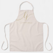 Tablier Monogramme Neutre Moderne Minimale Élégant Or Blus (Recto)