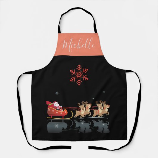 Tablier Monogramme Noël et Bonne Année ! Cadeaux Père Noël (Recto)